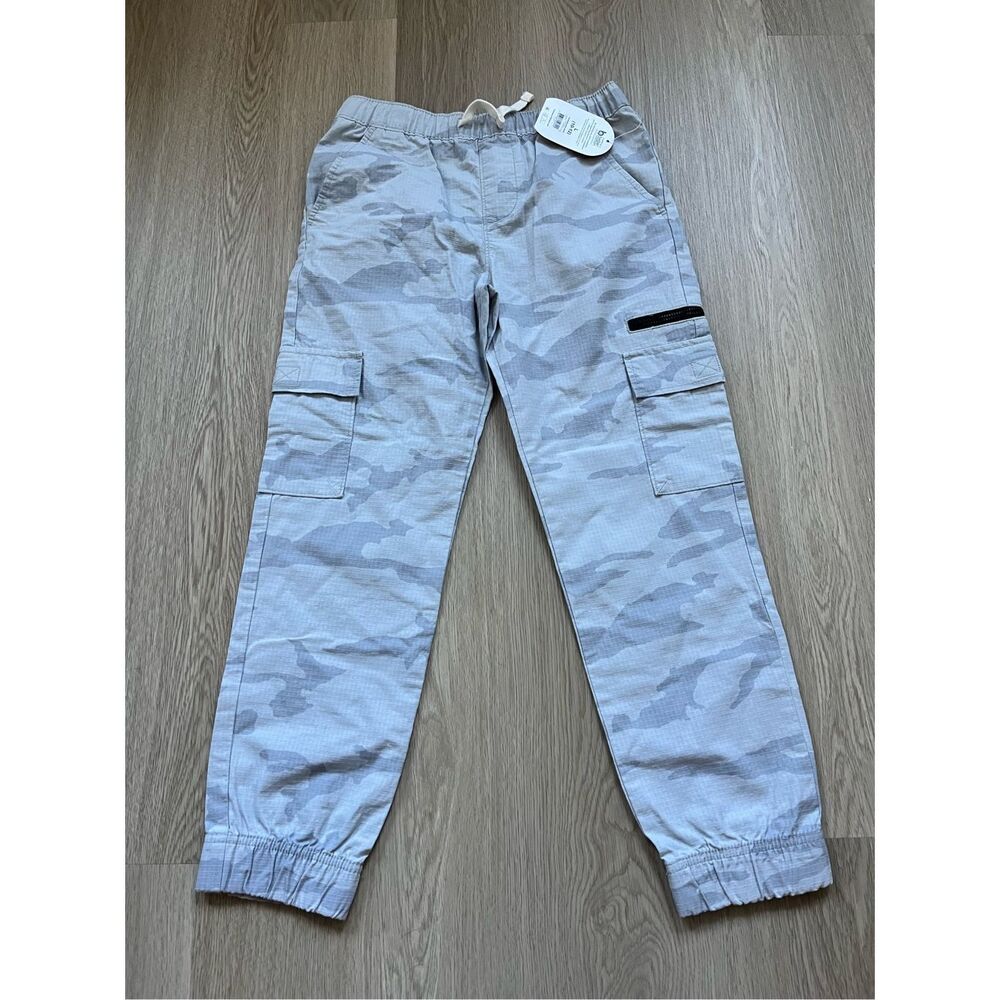 Wonder Nation Woven Cargo Jogger Large Kids Gray Elastic Waist Pants